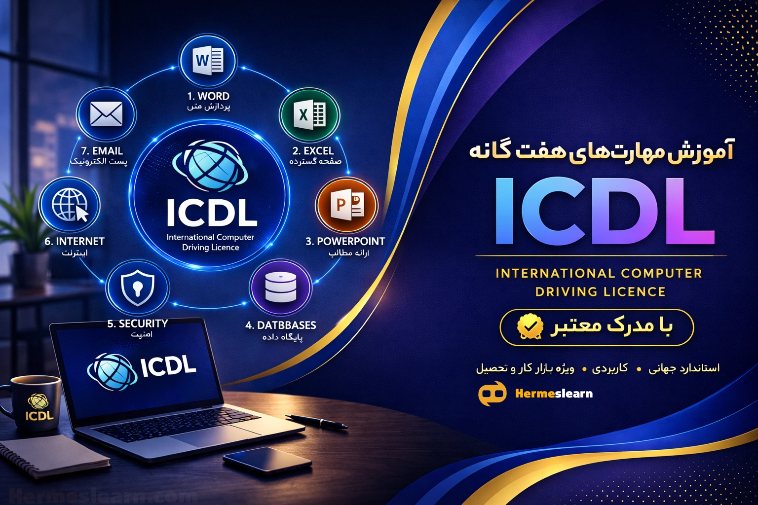 دوره آنلاین ICDL شامل آموزش مهارت هفت‌گانه کامپیوتر